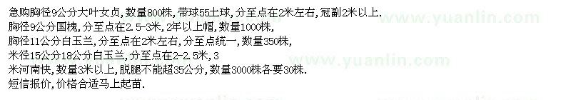 求購(gòu)胸徑9公分大葉女貞、胸徑9公分國(guó)槐等