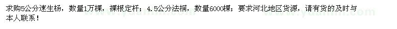 求購(gòu)5公分速生楊、4.5公分法桐