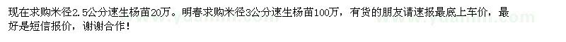 求購速生楊苗
