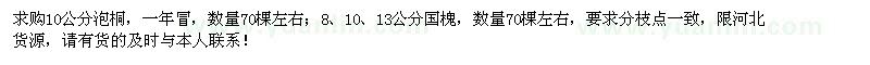 求購泡桐、國槐