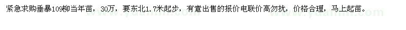 求購垂暴109柳當年苗