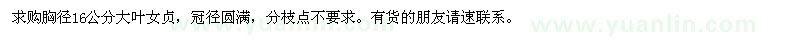 求購胸徑16公分大葉女貞