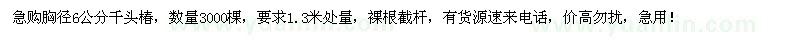 求購(gòu)胸徑6公分千頭椿,25公分老垂
