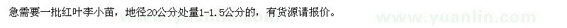 求購紅葉李小苗