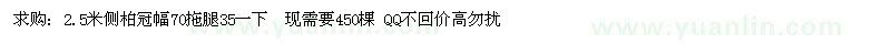 求購2.5米側(cè)柏