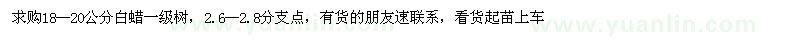 求購18--20公分白蠟一級樹 