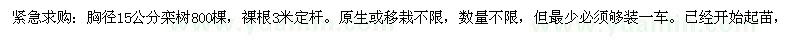 求購(gòu)胸徑15公分欒樹800棵 