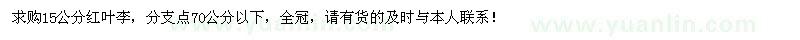 求購15公分紅葉李