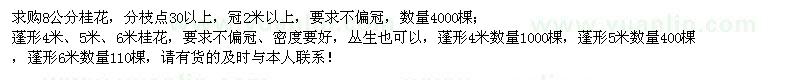 求購(gòu)8公分桂花、冠幅4、5、6米桂花