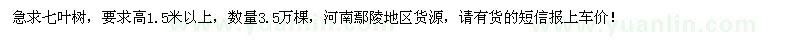 求購(gòu)高1.5米以上七葉樹3.5萬棵