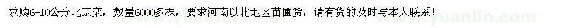 求購6-10公分北京欒6000多棵