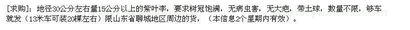 求購(gòu)地徑30公分左右量15公分以上的紫葉李