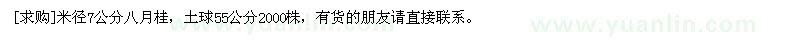 求購米徑7公分八月桂，土球55公分2000株