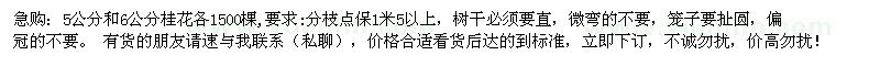 求購 5公分和6公分桂花各1500棵