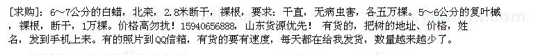 求購(gòu)6～7公分的白蠟，北欒。復(fù)葉槭