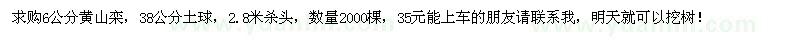 求購6公分黃山欒2000棵