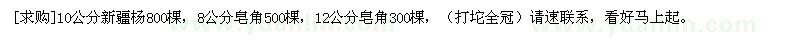 求購10公分新疆楊，8公分皂角，12公分皂角