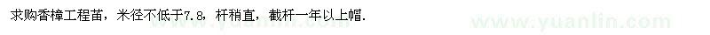 求購香樟工程苖 