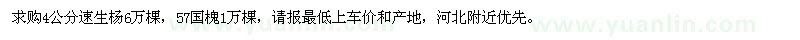 求購速生楊、國槐
