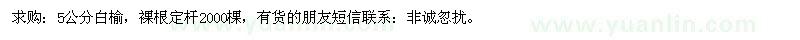 求購(gòu)5公分白榆，裸根定桿2000棵 