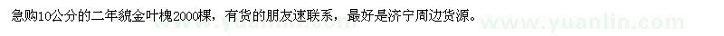 求購10公分的二年貌金葉槐2000棵 