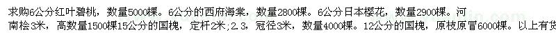 求購(gòu)紅葉碧桃 西府海棠 日本櫻花 國(guó)槐