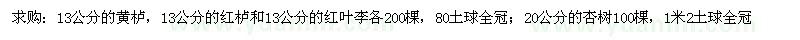 求購黃櫨，紅櫨，紅葉李，杏樹 