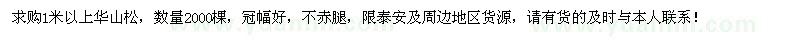 求購1米以上華山松2000棵