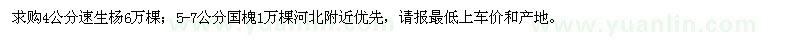 求購(gòu)4公分速生楊,5-7公分國(guó)槐