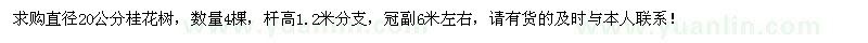 求購(gòu)直徑20公分桂花樹(shù)4棵