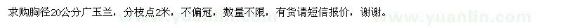 求購胸徑20公分廣玉蘭