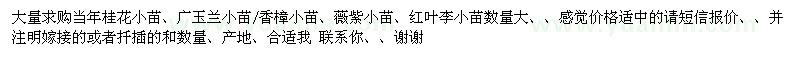 求購求購當(dāng)年桂花小苗、廣玉蘭小苗/香樟小苗、薇紫小苗紅葉李小苗