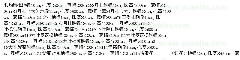 求購臘梅、丹桂、四季桂等