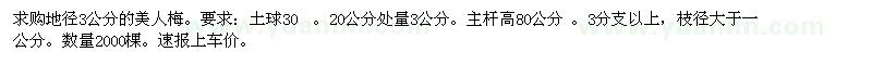 求購(gòu)地徑3公分的美人梅