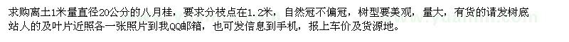 求購離土1米量直徑20公分的八月桂