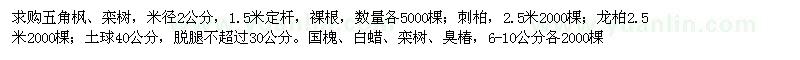 求購五角楓,欒樹,國槐,白蠟,紫葉李