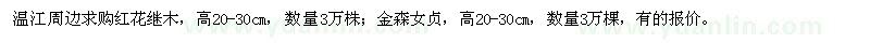 求購紅花繼木,金森女貞