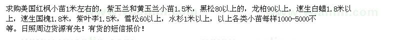 求購美國紅楓小苗，紫玉蘭和黃玉蘭小苗