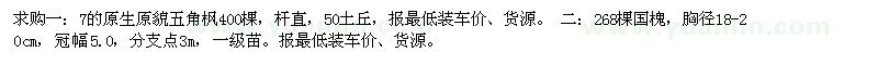 求購(gòu)7的原生原貌五角楓、268棵國(guó)槐 