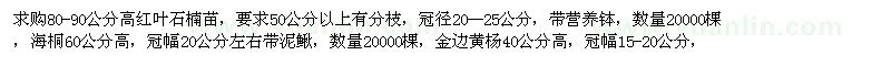 求購紅葉石楠,海桐,金邊黃楊