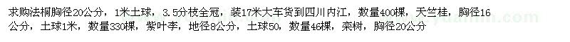 求購法桐,天竺桂,紫葉李,欒樹