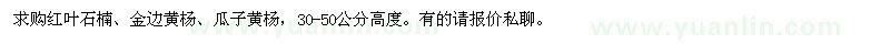 求購紅葉石楠,金邊黃楊,瓜子黃楊