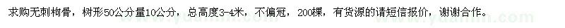 求購無刺枸骨