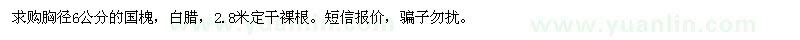 求購胸徑6公分的國槐，白臘 