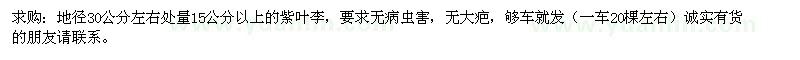 求購地徑30公分紫葉李
