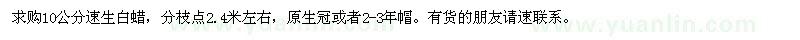 求購(gòu)10公分速生白蠟