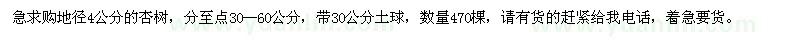 求購地徑4公分的杏樹 