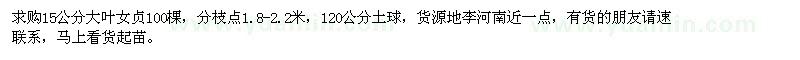 求購15公分大葉女貞