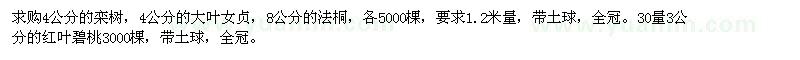 求購(gòu)欒樹(shù)、大葉女貞、法桐