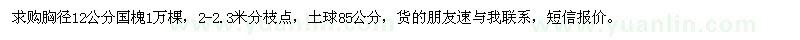 求購胸徑12公分國槐1萬棵